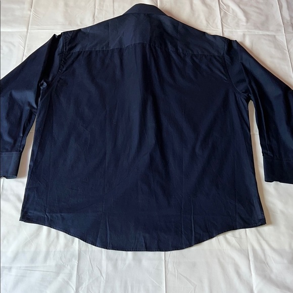 Kenneth Cole reaction navy blue casual button down men’s size large 16 1/2 - Picture 8 of 16